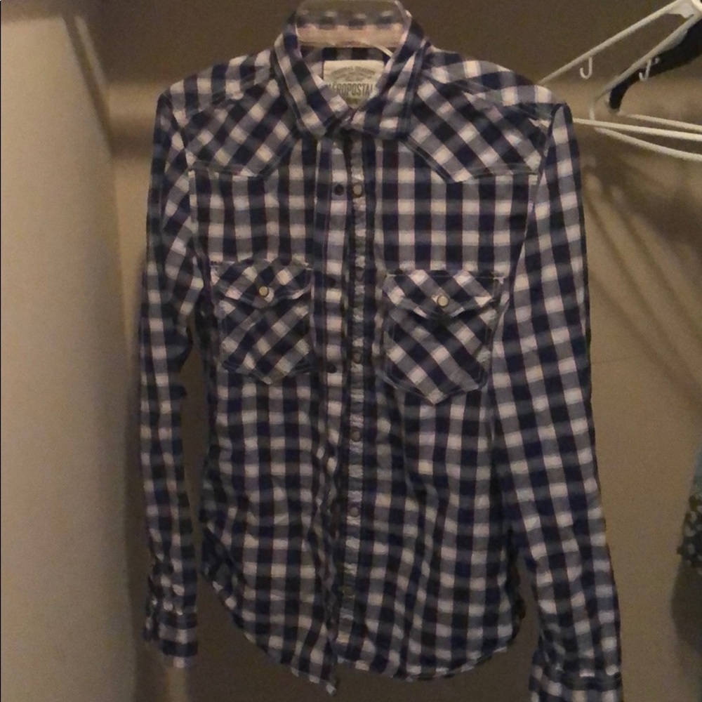 Long Sleeve Navy Plaid